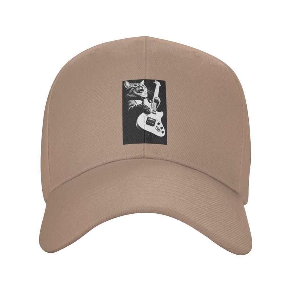 Rock Cat Playing Guitar Cartoon Guitar Cat Baseball Caps Fashion Men Women Hats Casual Cap Sports Baseball Hat Casquette
