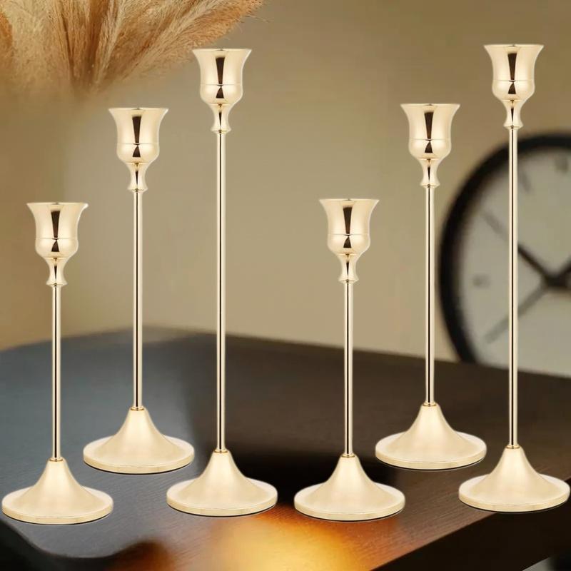 Aluminum Candle Holders 3 Piece Set Vintage Metallic Decorative Centerpieces for Tabletop Living Room Dining Parties