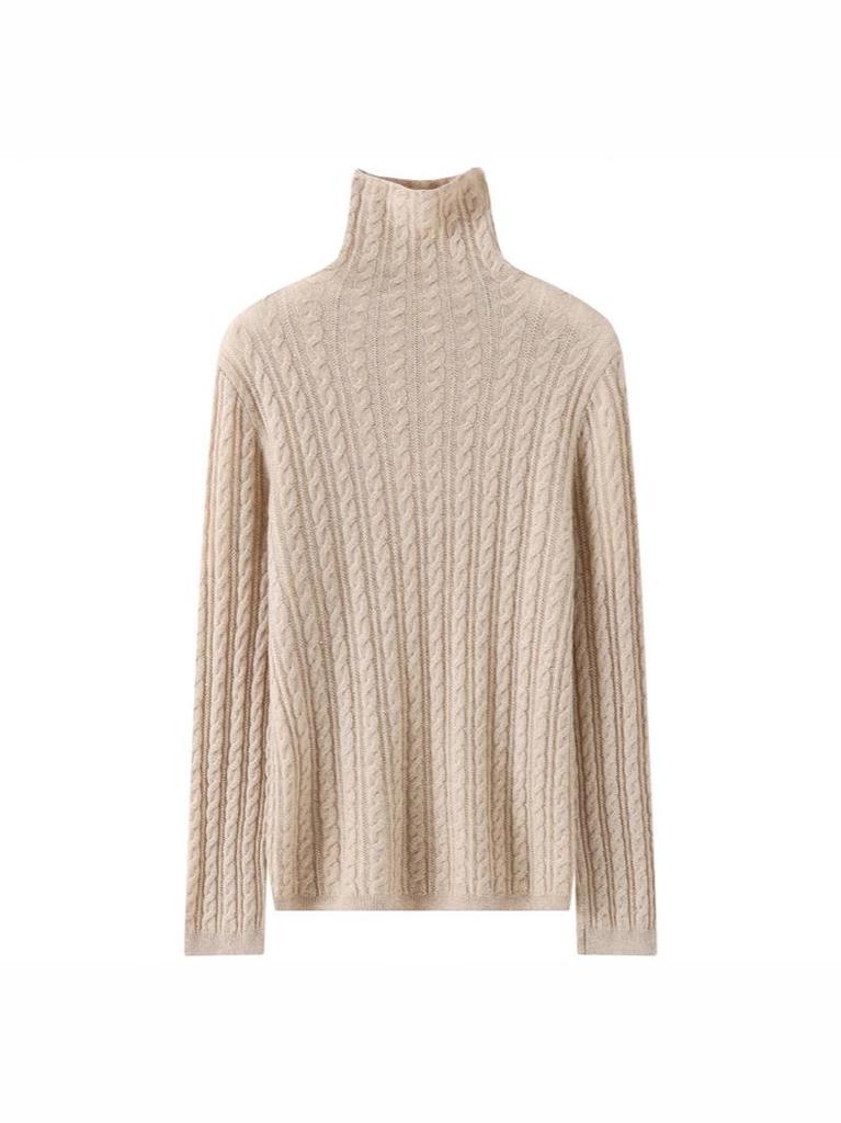 Women's Cashmere Mock Neck Sweater - Solid, Versatile Base Layer for Autumn/Winter, Twelve Gauge Knit Pullover