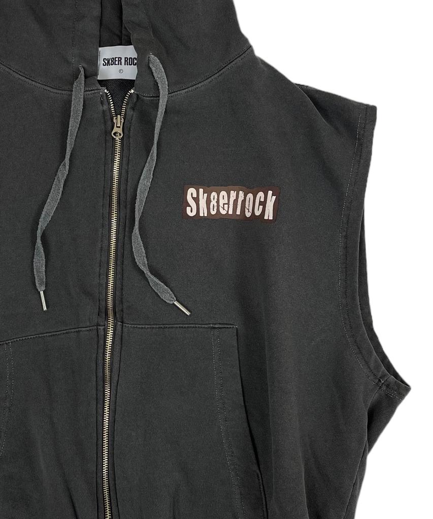 Sk8Er Rock Pigment Hood Zip-Up Vest Stone Charcoal