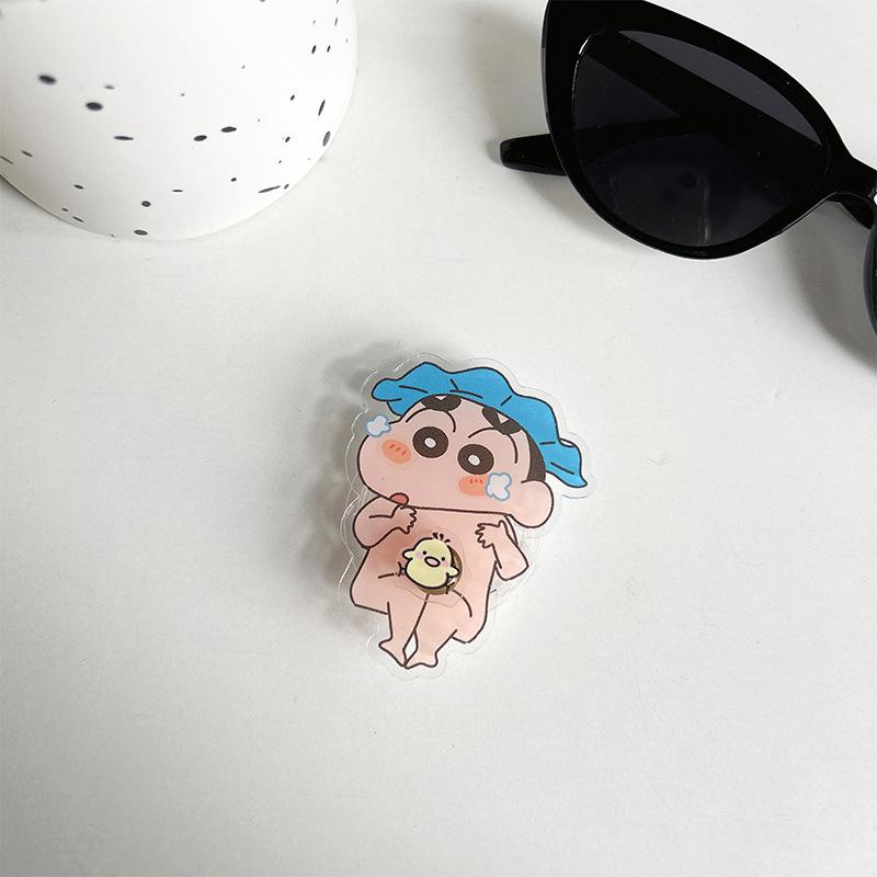 Crayon Shin Chan Anime Figures Cartoon Mobile Phone Cushion Bracket Interest Back Stick Telescopic Bracket Desktop Ornament Gift