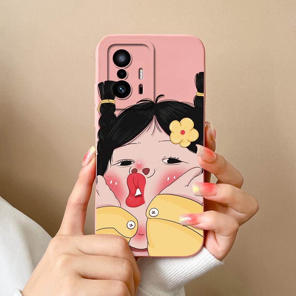 For Xiaom 11T Pro Phone Case Cute Cat Covers Soft Liquid Silicone Funda For Mi 11 T Pro Full Protection Anti Drop Back Cover