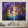 2pcs Stained Glass Flower Wisteria Printed Curtain For Home Decor Window Treatment For Bedroom, Office, Kitchen, Living Room