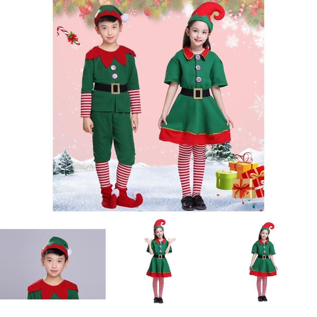 Fashionable Kids Christmas Elf Costume Couple Outfit For Xmas Parties Cosplay Role-play