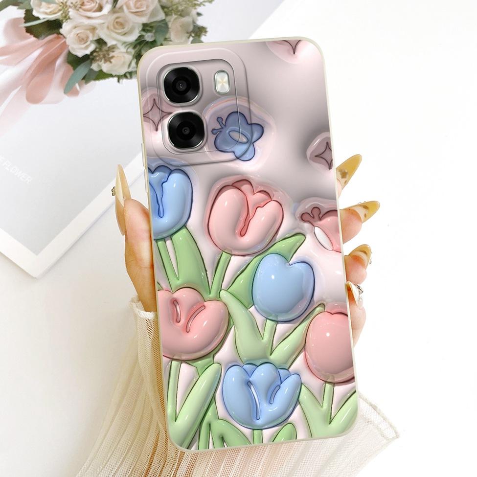 For Oppo A6x 4G CPH2819 5G CPH2783 Phone Case For Oppo A6x Cover Cute Kawaii Luxury Fashion Flowers Cool Painted Silicone Casing
