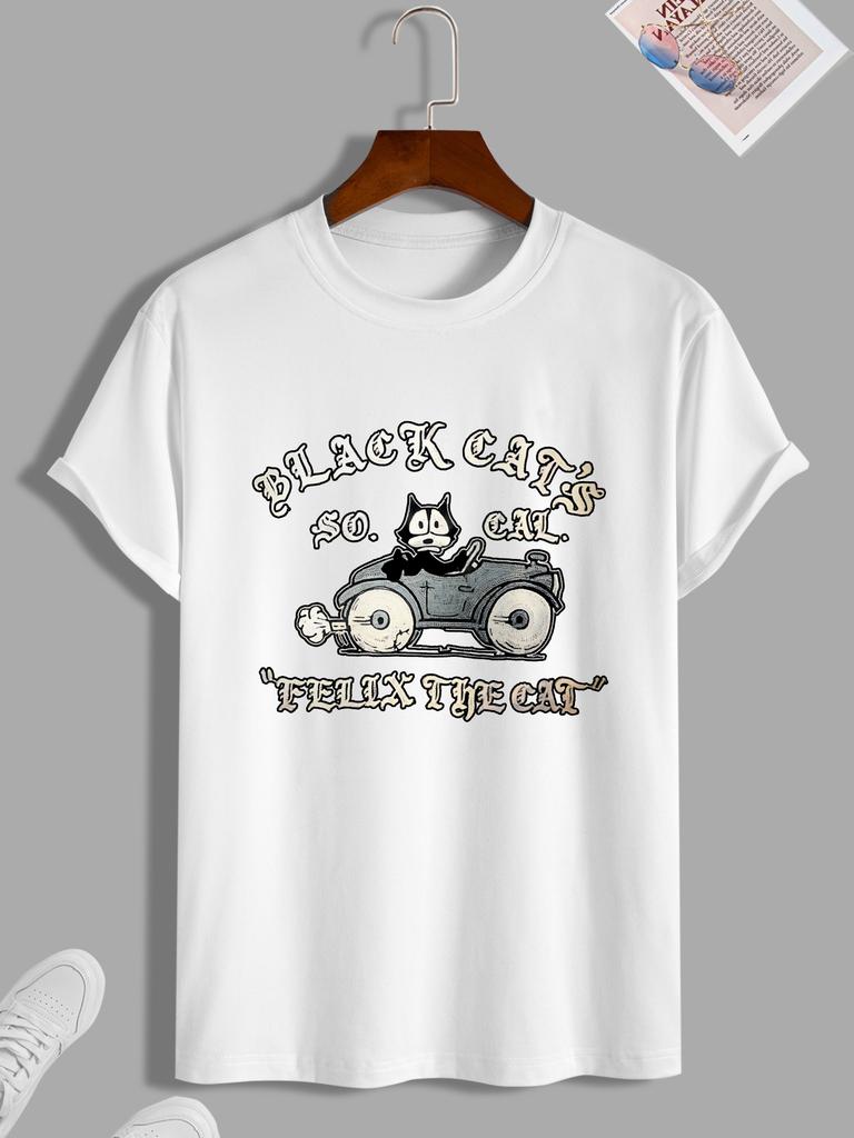Felix the Cat Black Cat Classic Cartoon Print TShirt Unisexs Printed Round Neck Short Sleeve Casual TShirt