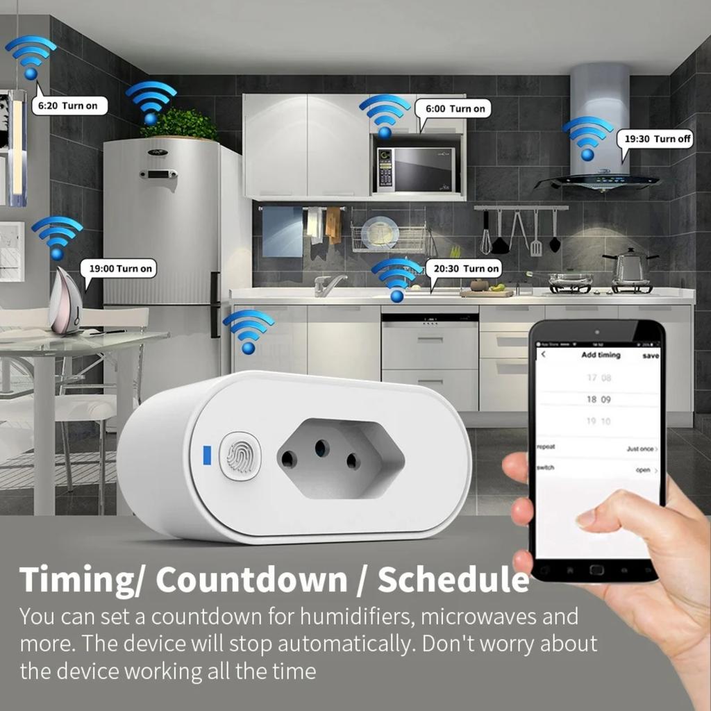 Upgrade Your Home Automation System with This Advanced Intelligent Wi-Fi Socket Adapter. Experience Enhanced 16A Power Capacity,