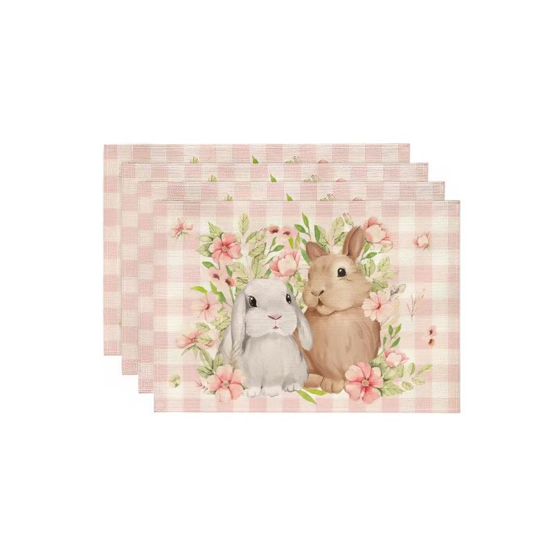 Ostern Süße Kunst Kaninchen Leinen Waschbar Tischsets Osterfest Geschenk 30x45cm 1 Stück Küchentisch Party Dekoration