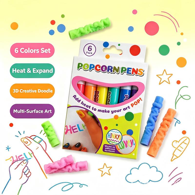 1/6/12 Stück DIY Popcorn-Zeichenstifte Magischer Popcorn-Stift 3D Aufgeblähte Verzierungs-Dekor Graffiti Schreibwaren Für Kinder Weihnachten