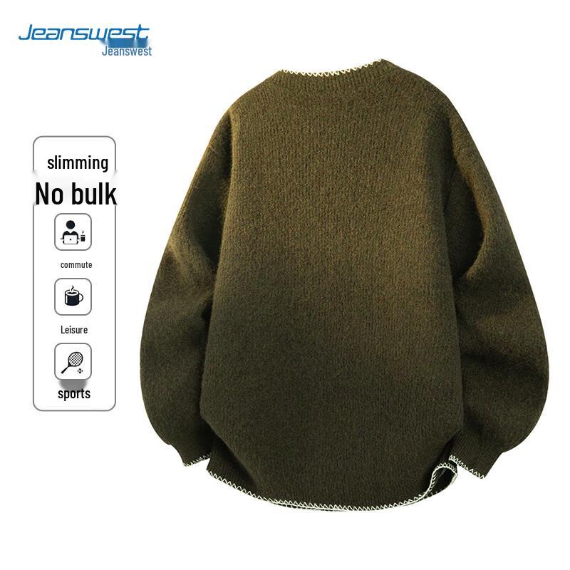 JEANSWEST Men's Loose-Fit Wool Blend V-Neck Sweater