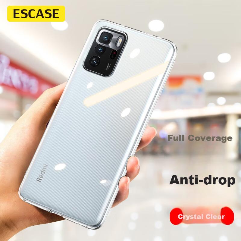 ESCASE Redmi Note 10 Pro Phone Case, Shockproof Full Coverage/soft Ultra-Thin Silicone (With Lanyard Hole), Transparent Soft Case