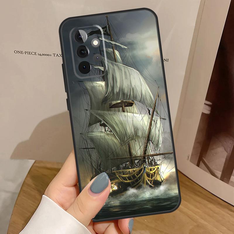 Sailing Pirate Ship Boat Case For Samsung Galaxy A56 A36 A16 A06 A13 A33 A53 A52 A32 A12 A54 A34 A14 A35 A55 A17 A15