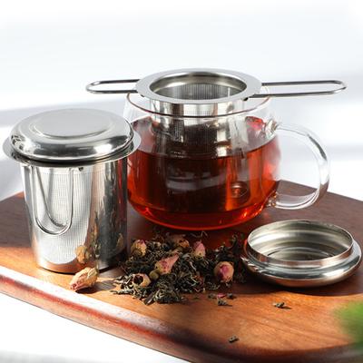 Infusore per Tè Inossidabile Antiscivolo Acciaio Inossidabile 304 Manico Pieghevole Cestello Infusore per Tè a Foglia Larga per Tazze