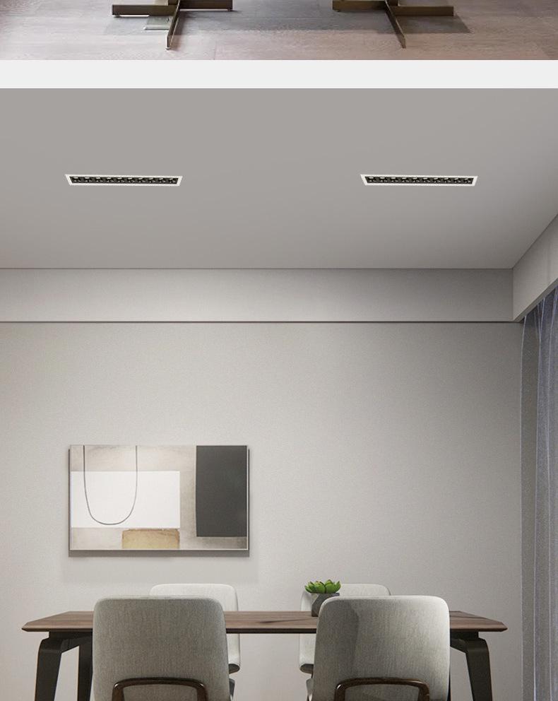 Embedded LED Linear Grille Light: Anti-Glare Rectangular Lamp for Living Room