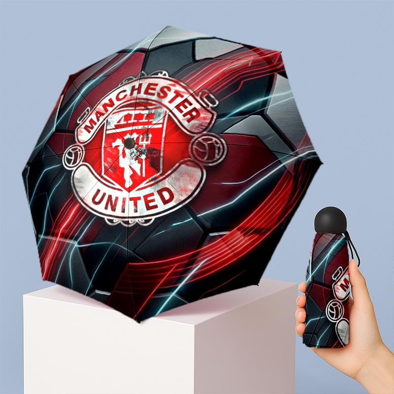 Manchester United Pattern Printed Mini 5 Folds 8 Ribs Compact Umbrella Windproof Waterproof Lightweight Portable Folding