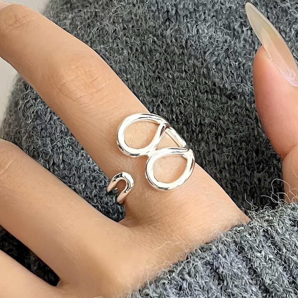 Sam Panda 925 Rings for Women Simple Geometric Handmade Irregular Retro Ring Gold Zircon Allergy For Birthday Gift