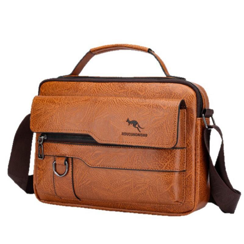 Men s Crossbody Bag European American PU Leather Retro Shoulder Casual Handbag Travel Backpack Style жёлтый