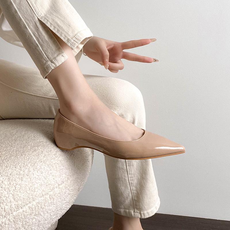 Fashion Elegant OL Ladies Dress Work Shoes Woman Nude Flats Ballet Pointed Toe Elevate Loafers Female Ballerinas Slip On Mocasines Mujer