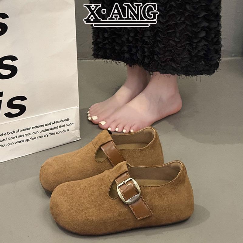 Cow Velvet All-inclusive, Super Soft Sole, Not Tired Shoes, Women's One-pedal Lazy Single Shoes, Doudou Shoes