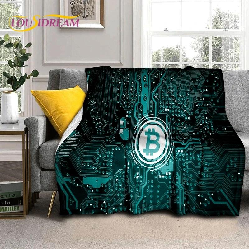 Bitcoin Virtuelle Währung NFT Weiche Flanelldecke für Betten Schlafzimmer Sofa Picknick, Überwurfdecke zum Zudecken Outdoor Freizeit Nickerchen Geschenk
