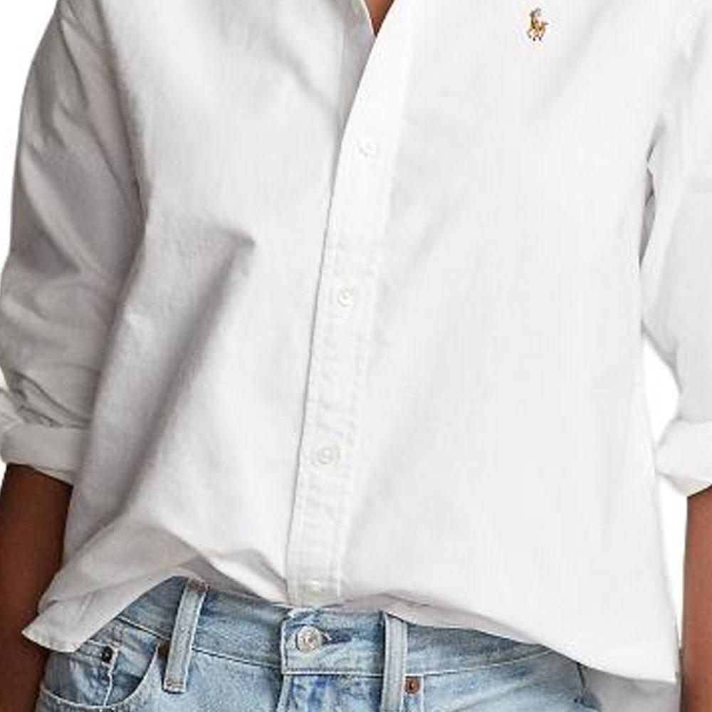 Polo Ralph Lauren Ss24 Solid Color Logo Embroidered Single-Breasted Loose Long Sleeve Shirt Women Shirts White WMPOSHTNDO20657-100