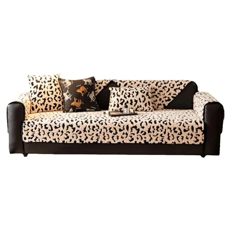 Luxury Leopard Print Sofa Cushion Autumn Winter 2025 New Thickened Anti Slip Straight Line Cushion For Winter Sofa Cover Fabric