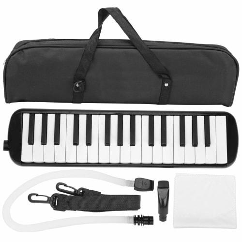 32-Key Melodica, Melodion, for Children, Easy to Play, Music Education, with Case, Suitable for Kindergarten, Beginners, and Students (Black)