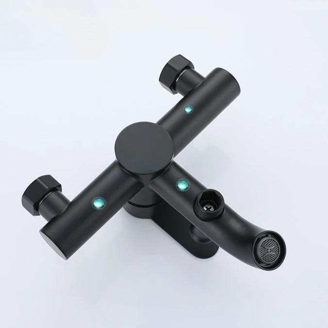 304 Stainless Steel Bathtub Faucet Hot and Cold Mixed Water Valve Triple Joint Simple Elbow Shower Faucet and Shower Head