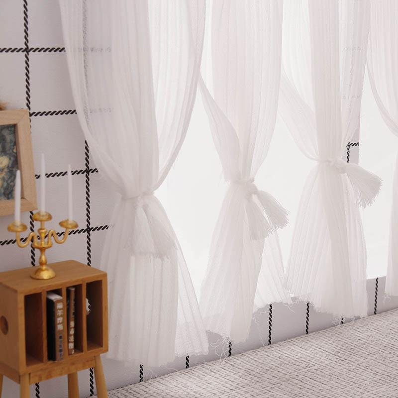 1 Piece Bedroom Living Room Furniture Decoration 1:12 Dollhouse Miniature Curtain White Chiffon Door Curtain Window Decor Model