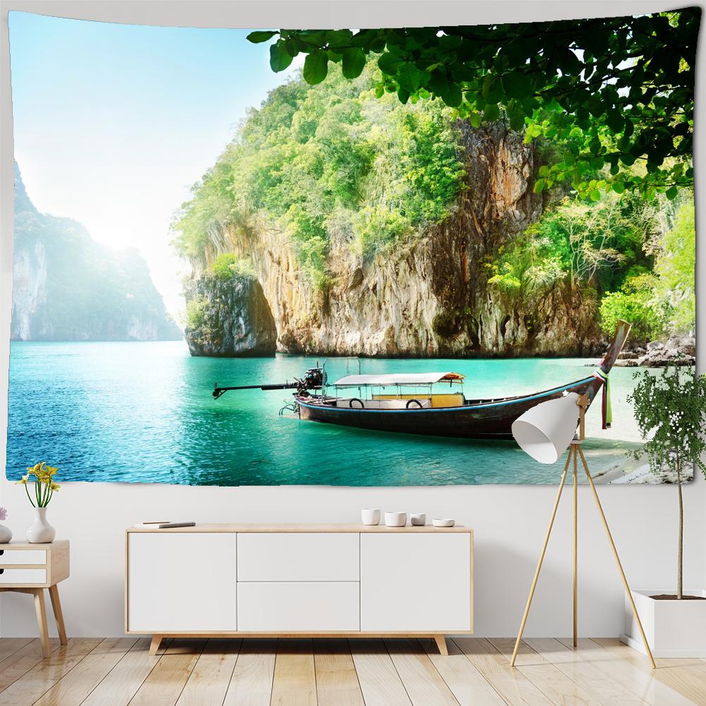 

Landscape Natural Forest Printed Large Wall Tapestry Hippie Wall Hanging Trees Scenery Wall Tapestries Mandala Wall Art Decor W60H190(CM)-1 Pcs