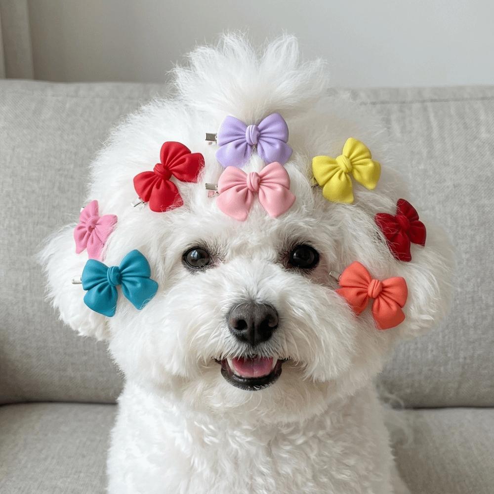 16pcs Mini Size Dog Bow Tie Multicolor Cat Hair Accessory Durable Puppy Hair Bow Pet Grooming