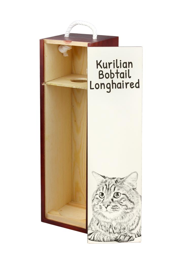 Kurilský bobtail dlouhosrstý - vinná krabička s kočkou, krabička na alkohol s grafikou, personalizovaná dárková krabička od značky Art-Dog