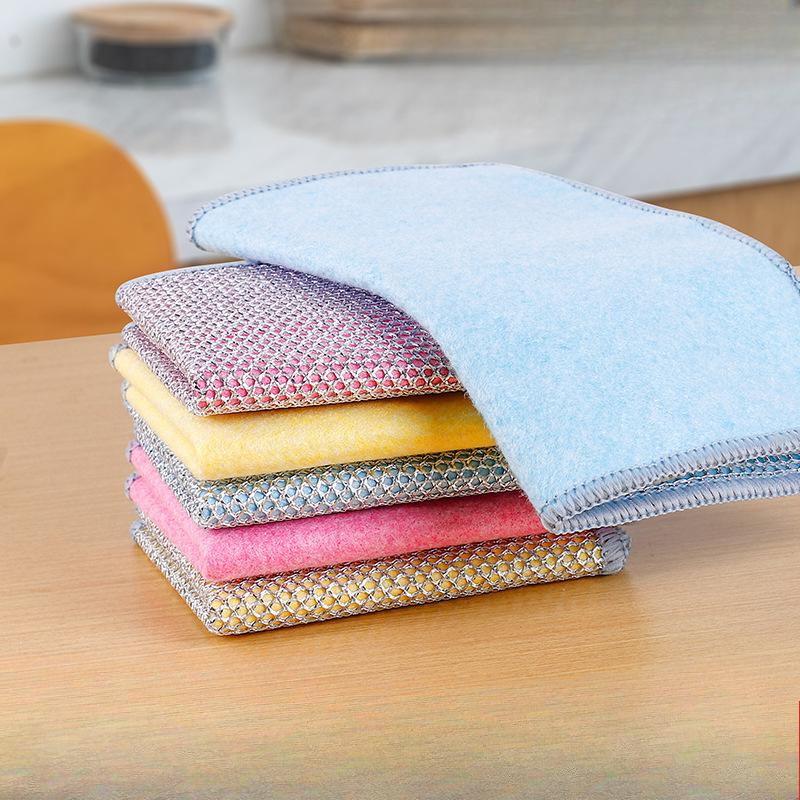 Reinigungstuch aus Kokosnussschale mit Silberfaden, haftet nicht an Öl, saugfähig und verdickt, Spültuch und Wok-Reinigungstuch