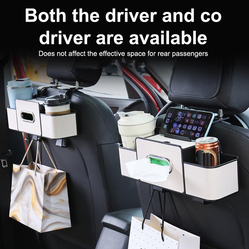 Car Backseat Organizer Multifunction Leather Interior Storage Bag Hanging Seat Back Tissue Water Cup Holder Auto Accessories