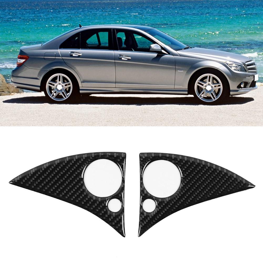 2pcs Carbon Fiber Car Steering Wheel Button Trim Sticker Decal for Mercedes W204 C Class 07 10