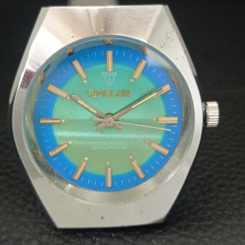 ŠVÝCARSKÉ VINTAGE SIMPLON RUČNÍ NATAHOVACÍ PÁNSKÉ ZRENADOVANÉ HODINKY S MODRÝM CIFERNÍKEM a704623-1