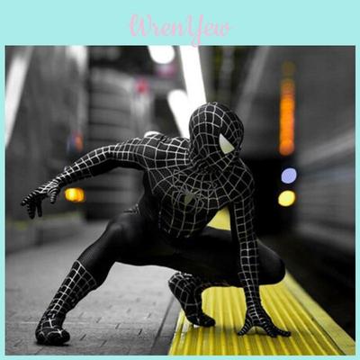Breathable And Elastic Spiderman Black Venom Zentai Suit With See-through Eyes