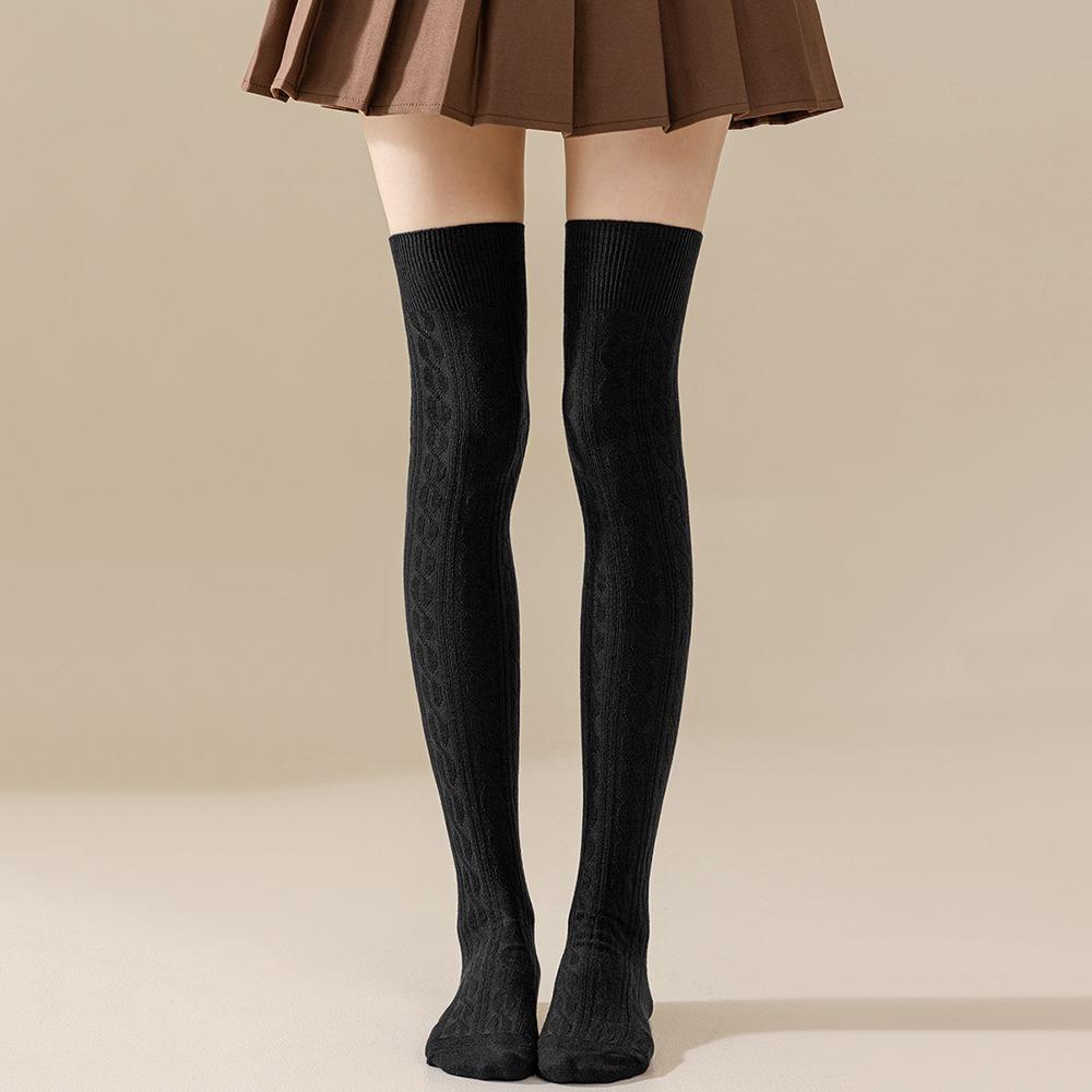 Solid Color Thigh Socks Japanese Long Tube Socks Long Stockings Autumn Winter Season for Women