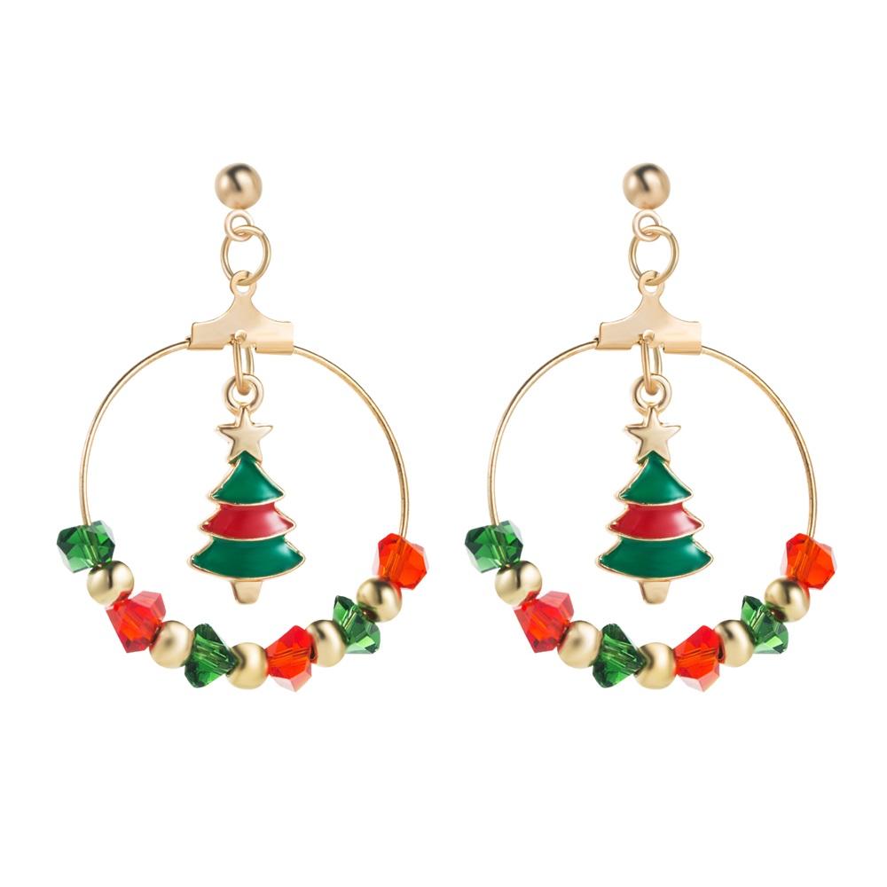 

Рождественская серия сережек 2024 года, серьги с геометрическим узором в форме рождественской елки Санта-Клауса, модные и игривые серьги