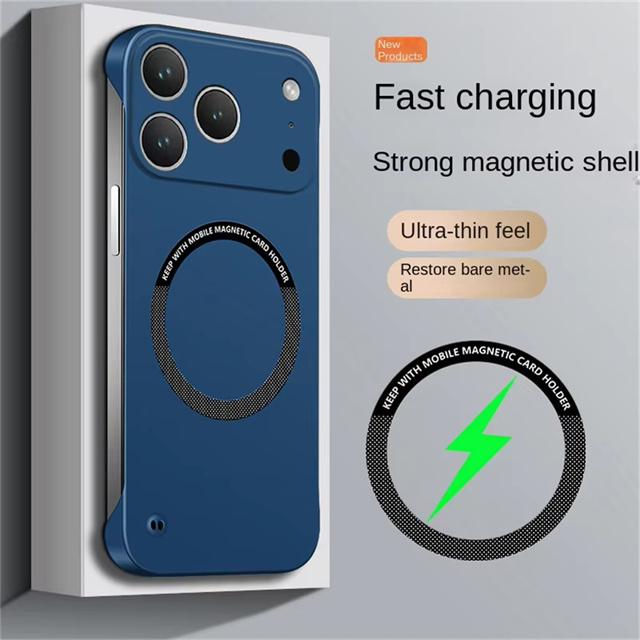 Custodia Magnetica Ultra Sottile Rigida in PC Senza Bordi per Magsafe per iPhone 17 Air 16 15 14 13 Pro Max Plus Colore Opaco Copertura Solida