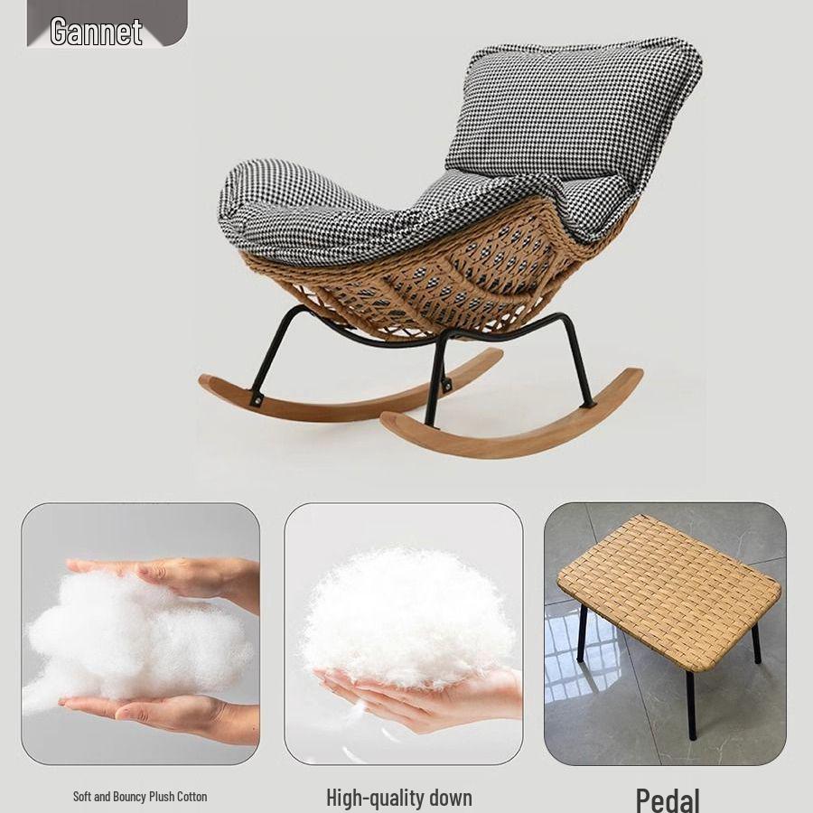 Rattan Rocking Recliner Chair - Lazy Sofa for Indoor/Outdoor Leisure
