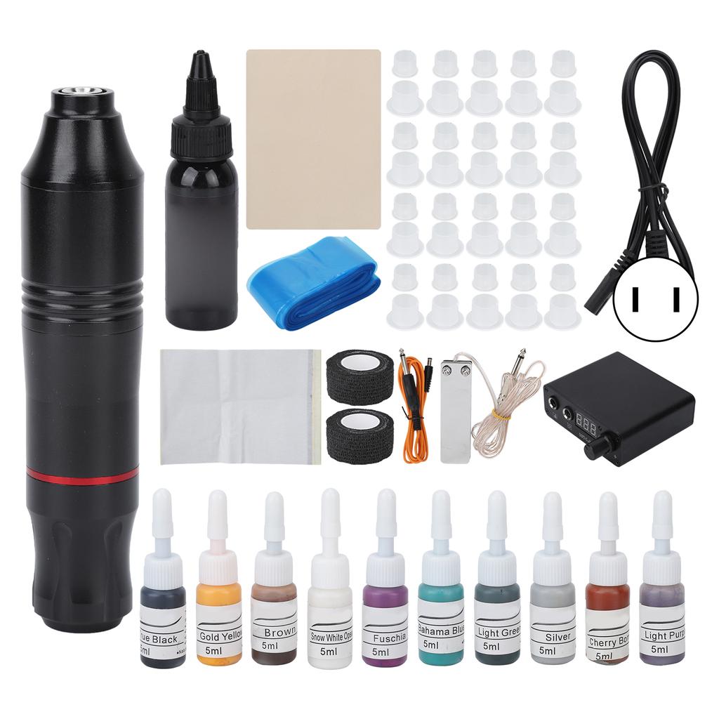 Tattoo Machine Pen Kit Tattoo Power Supply Kit Professional Complete Tattoo Set for Beginners