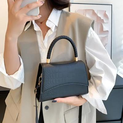 Women's Monochromatic Leather PU Shoulder Bag  Casual Crossbody Bags  Top Handle Bags  Luxury Fashion Designer