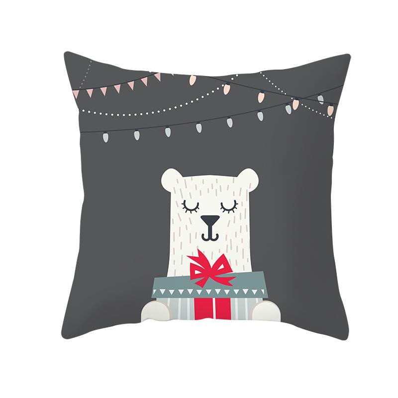 Cartoon Christmas Peach Skin Pillow Cover New Sofa Cushion Cover Square Cushion Pillow Cover
