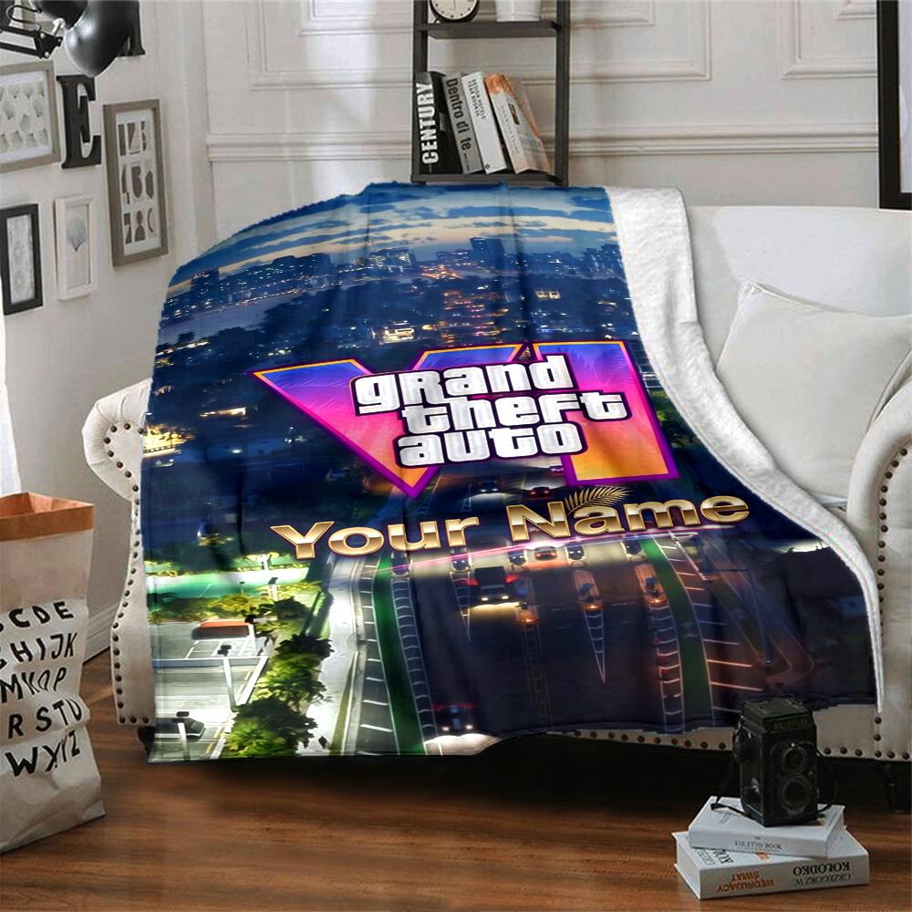 Gta Customize Your Name Blanket Cozy Customizable Blanket Comfortable Suitable for Chair Office Seaside Bed Ideal for All Seasons
