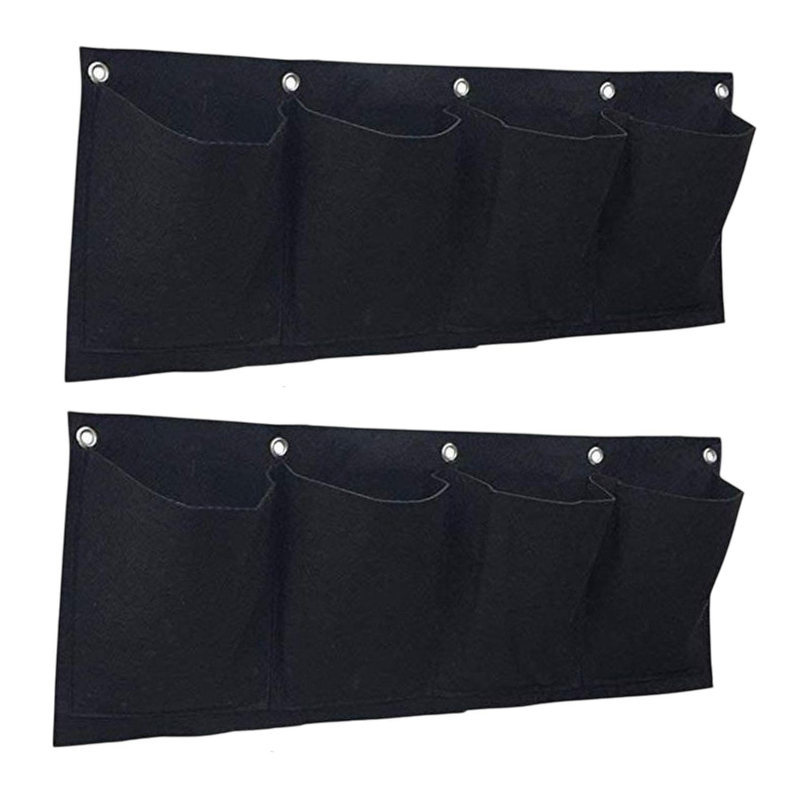 

2Pcs Hanging Planter Bags Horizontal Breathable Organizer Easy to Use Wall Planters Hanging Flower Pouch for Yard Balcony Porch чорний