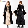Vintage Halloween Christmas Court Costume Adult Female Golden Velvet Dress Gorgeous Noble Strap Dress Dress