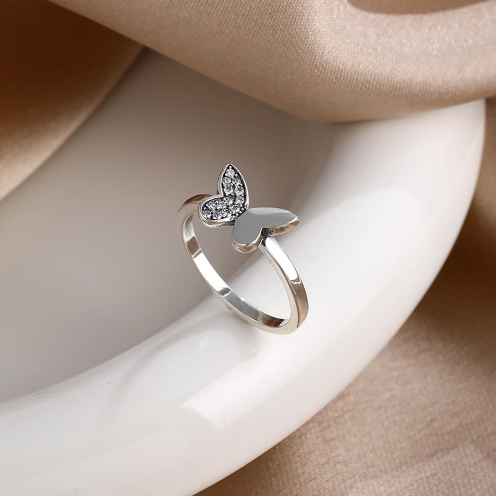 S925 Silver Eternity Band Ring For Women Full Color Zircon Butterfly Crown Firefly Minimalist Stackable Design Wedding Jewelry