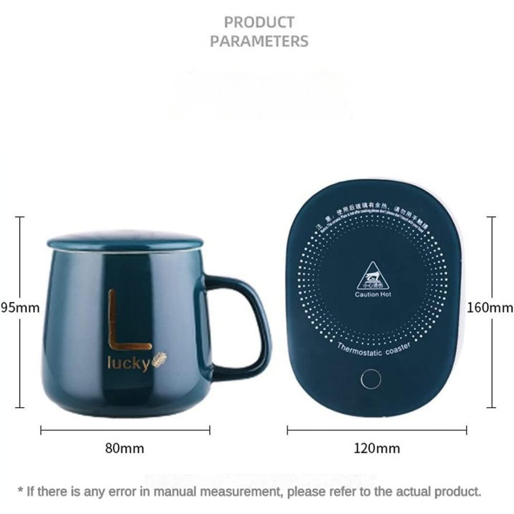 Smart Coffee Set Auto On/Off Gravity-Induction Mug Office Desk Use Candle Wax Cup Warmer Heating Plate (Up to 131 F/55C)