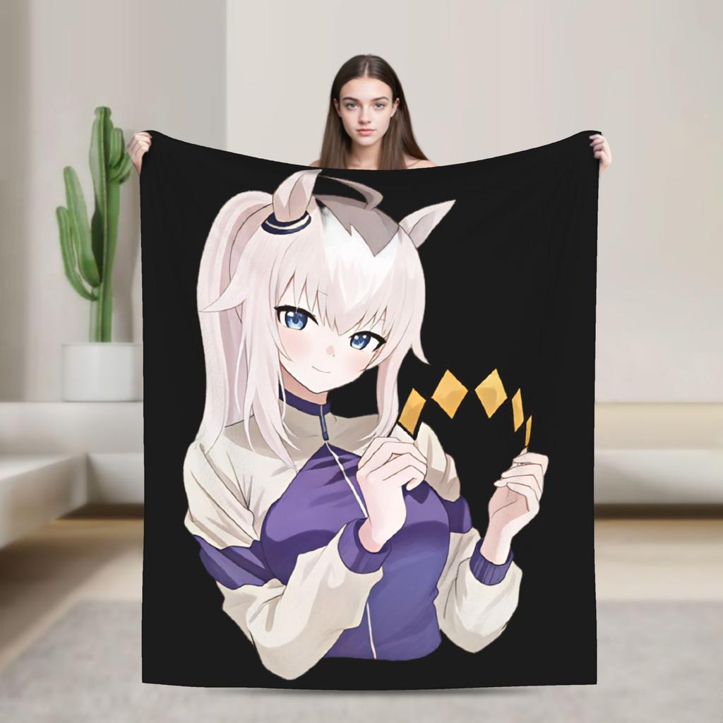 Soft BlanketKids Decorative Oguri Cap Uma Musume Bedding Throws Flannel Bedspread For Couch Chair Aesthetic Sofa Bed Cover